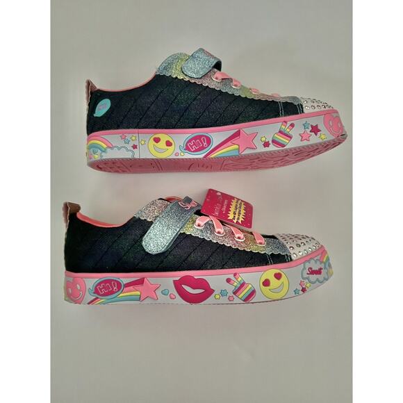 Skechers Twinkle Toes Emoji Rainbows Happy Light Up Girls Sneakers Shoes Size 3 - Picture 3 of 8